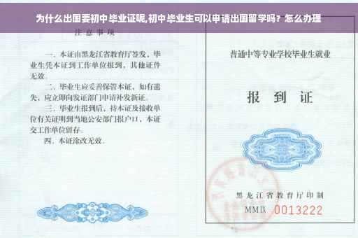 为什么出国要初中毕业证呢,初中毕业生可以申请出国留学吗？怎么办理
