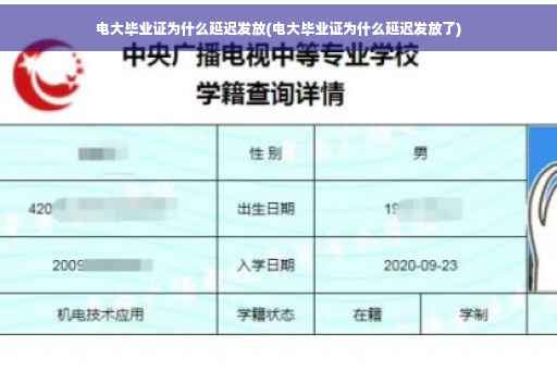电大毕业证为什么延迟发放(电大毕业证为什么延迟发放了)