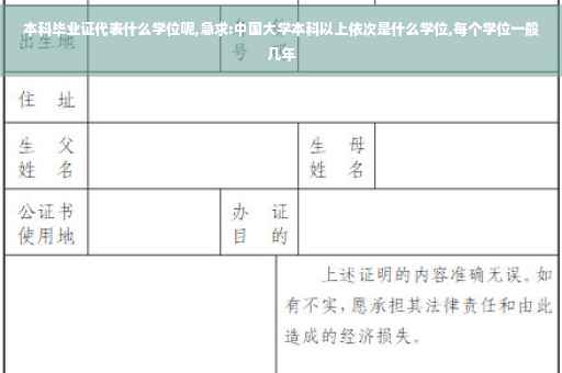 本科毕业证代表什么学位呢,急求:中国大学本科以上依次是什么学位,每个学位一般几年