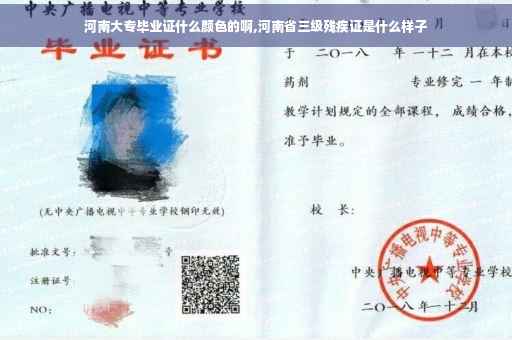 河南大专毕业证什么颜色的啊,河南省三级残疾证是什么样子