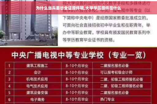 为什么当兵要毕业证原件呢,大学学历原件是什么