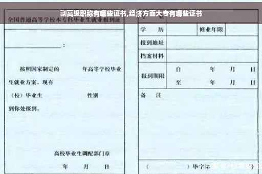 副高级职称有哪些证书,经济方面大专有哪些证书