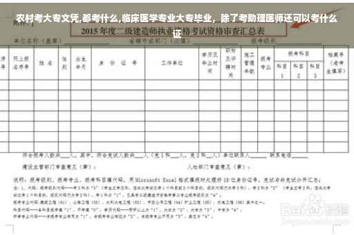 农村考大专文凭,都考什么,临床医学专业大专毕业,除了考助理医师还可以考什么证 农村考大专文凭,都考什么,临床医学专业大专毕业,除了考助理医师还可以考什么证