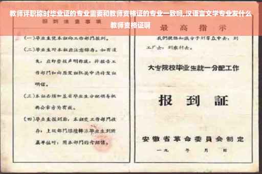 教师评职称时毕业证的专业需要和教师资格证的专业一致吗,汉语言文学专业发什么教师资格证啊