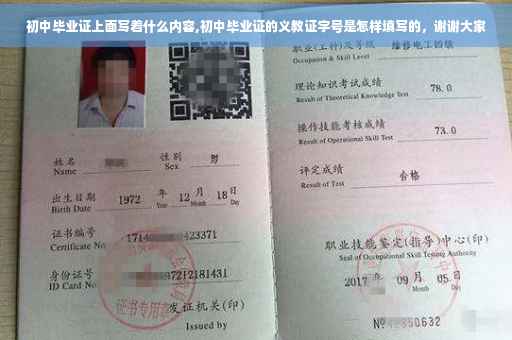 初中毕业证上面写着什么内容,初中毕业证的义教证字号是怎样填写的，谢谢大家