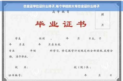 毕业证学位证什么样子,每个学校的大专毕业证什么样子