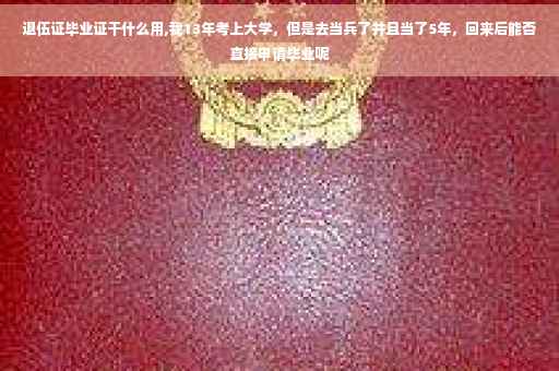 退伍证毕业证干什么用,我13年考上大学，但是去当兵了并且当了5年，回来后能否直接申请毕业呢