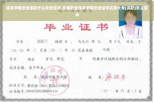 技术学校毕业是发什么毕业证书,长春职业技术学院毕业证学历是大专(高职)怎么回事