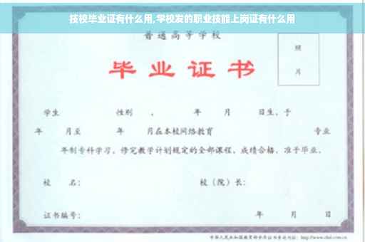 技校毕业证有什么用,学校发的职业技能上岗证有什么用