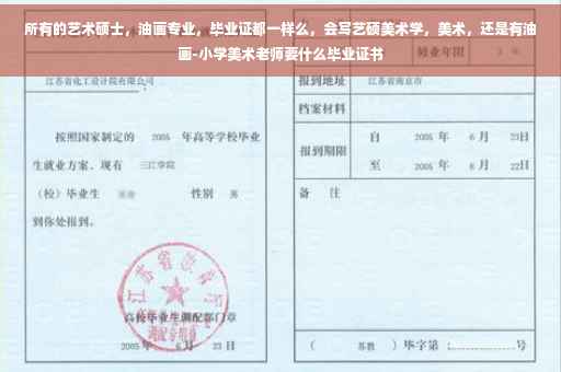所有的艺术硕士，油画专业，毕业证都一样么，会写艺硕美术学，美术，还是有油画-小学美术老师要什么毕业证书