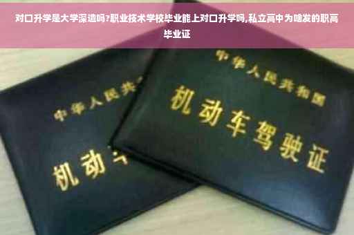 对口升学是大学深造吗?职业技术学校毕业能上对口升学吗,私立高中为啥发的职高毕业证