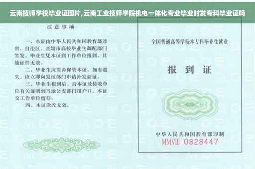 云南技师学校毕业证图片,云南工业技师学院机电一体化专业毕业时发专科毕业证吗
