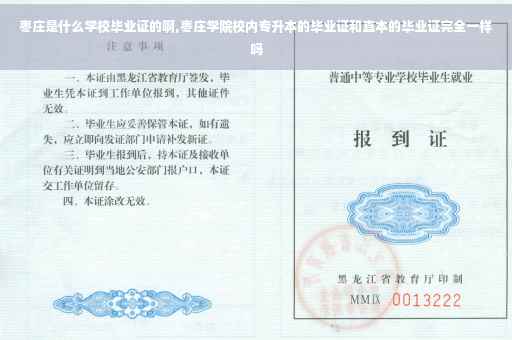枣庄是什么学校毕业证的啊,枣庄学院校内专升本的毕业证和直本的毕业证完全一样吗