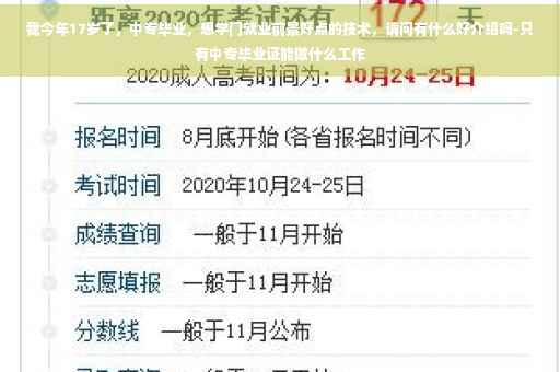 我今年17岁了，中专毕业，想学门就业前景好点的技术，请问有什么好介绍吗-只有中专毕业证能做什么工作