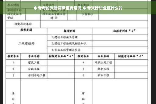 中专考的汽修高级证有用吗,中专汽修毕业证什么的