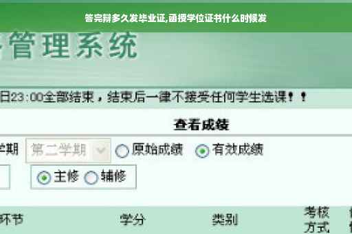答完辩多久发毕业证,函授学位证书什么时候发
