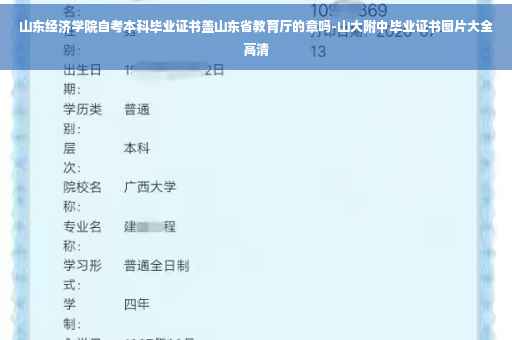 山东经济学院自考本科毕业证书盖山东省教育厅的章吗-山大附中毕业证书图片大全高清