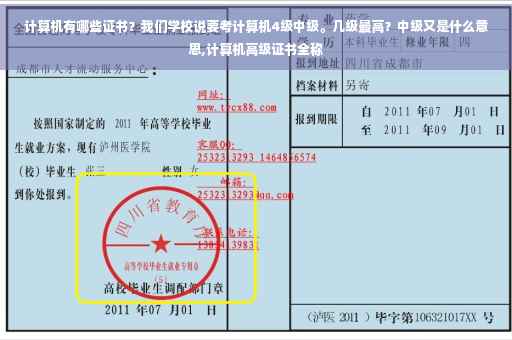 计算机有哪些证书？我们学校说要考计算机4级中级。几级最高？中级又是什么意思,计算机高级证书全称