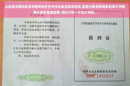 山东城市建设职业学院专科中外合作毕业证是本科吗,新西兰惠灵顿维多利亚大学泰晤士排名稳居前茅,可以介绍一下该大学吗...