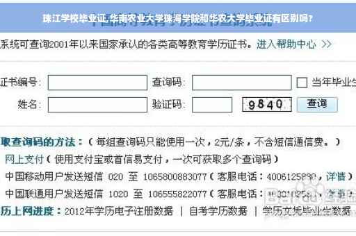 珠江学校毕业证,华南农业大学珠海学院和华农大学毕业证有区别吗? 珠江学校毕业证,华南农业大学珠海学院和华农大学毕业证有区别吗?