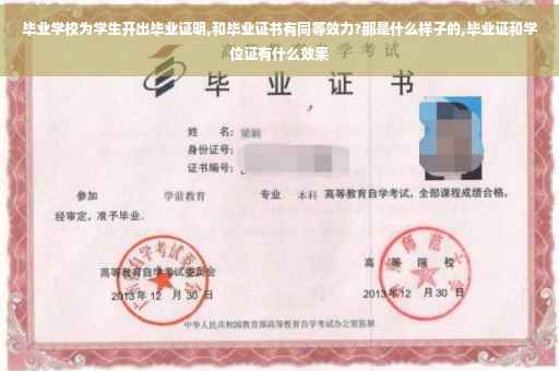 毕业学校为学生开出毕业证明,和毕业证书有同等效力?那是什么样子的,毕业证和学位证有什么效果