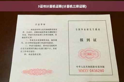 3证书计算机证明(计算机三级证明)