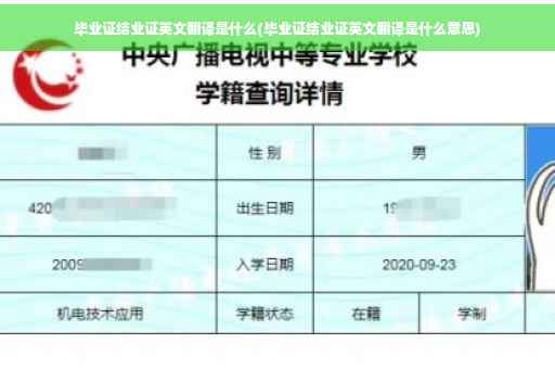 毕业证结业证英文翻译是什么(毕业证结业证英文翻译是什么意思)