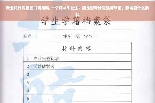 就业对计算机证书有用吗,一个高中毕业生，要是想考计算机等级证，都需要什么条件