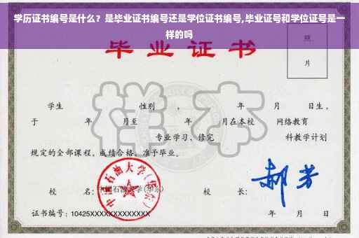 学历证书编号是什么？是毕业证书编号还是学位证书编号,毕业证号和学位证号是一样的吗