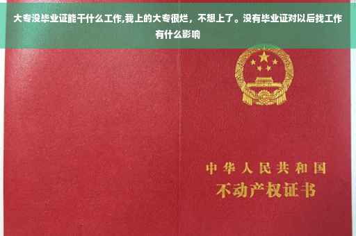 大专没毕业证能干什么工作,我上的大专很烂，不想上了。没有毕业证对以后找工作有什么影响