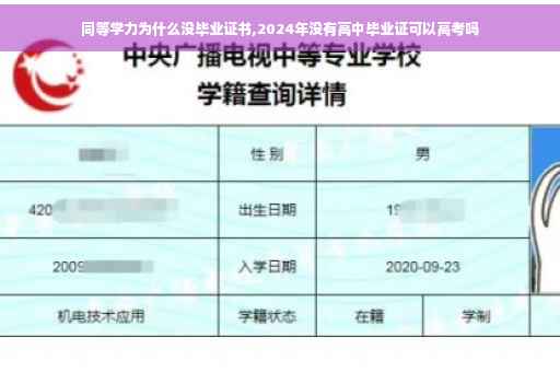 同等学力为什么没毕业证书,2024年没有高中毕业证可以高考吗