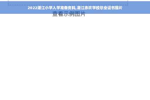 2022湛江小学入学准备资料,湛江赤坎学校毕业证书图片