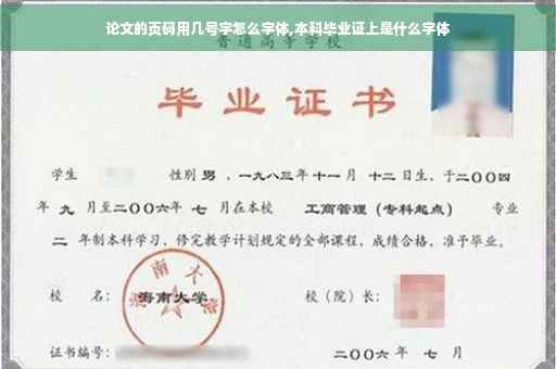 论文的页码用几号字怎么字体,本科毕业证上是什么字体