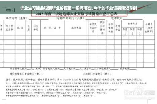 毕业生可能会延期毕业的原因一般有哪些,为什么毕业证要延迟拿到