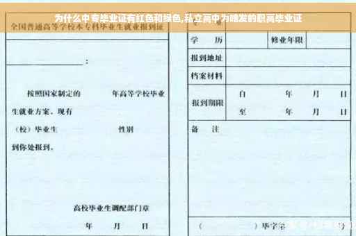 为什么中专毕业证有红色和绿色,私立高中为啥发的职高毕业证
