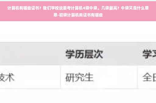 计算机有哪些证书？我们学校说要考计算机4级中级。几级最高？中级又是什么意思-初级计算机类证书有哪些