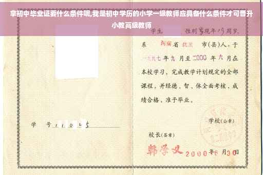 拿初中毕业证要什么条件呢,我是初中学历的小学一级教师应具备什么条件才可晋升小教高级教师
