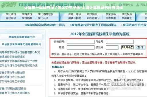 计算机一级证书没了怎么办电子版-上海计算机证书补办流程