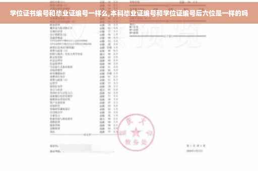 学位证书编号和毕业证编号一样么,本科毕业证编号和学位证编号后六位是一样的吗