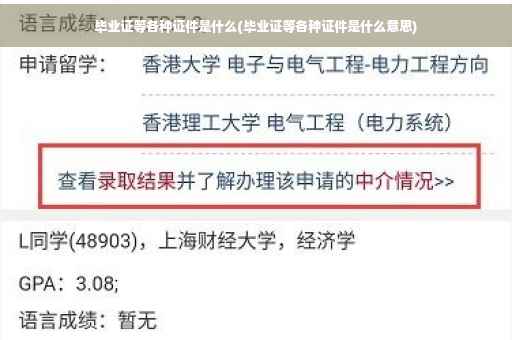 毕业证等各种证件是什么(毕业证等各种证件是什么意思)