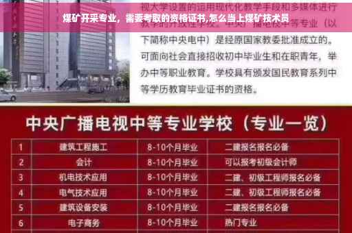 煤矿开采专业，需要考取的资格证书,怎么当上煤矿技术员
