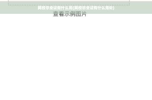 网校毕业证有什么用(网校毕业证有什么用处)