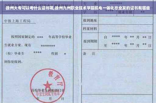 徐州大专可以考什么证书呢,徐州九州职业技术学院机电一体化毕业发的证书有哪些
