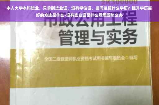 本人大学本科毕业，只拿到毕业证，没有学位证，请问这算什么学历？提升学历最好的方法是什么-没有毕业证是什么意思呀怎么办