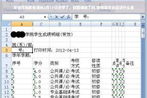 听说河南都有通知2月17日开学了，你那通知了吗,固始县毕业证该什么章