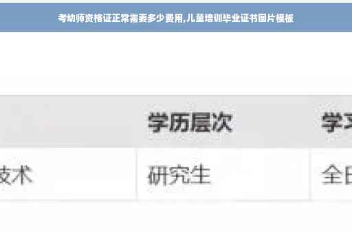 考幼师资格证正常需要多少费用,儿童培训毕业证书图片模板