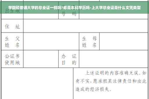 学院和普通大学的毕业证一样吗?都是本科学历吗-上大学毕业证是什么文凭类型