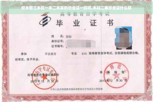 校本部三本和一本二本发的毕业证一样吗,本科二表毕业证什么样
