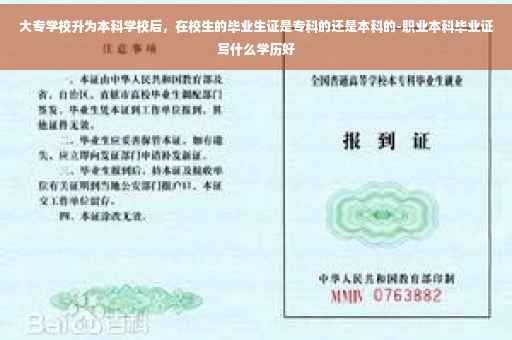 大专学校升为本科学校后，在校生的毕业生证是专科的还是本科的-职业本科毕业证写什么学历好