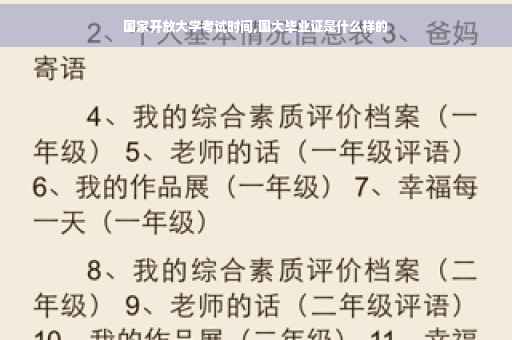 国家开放大学考试时间,国大毕业证是什么样的